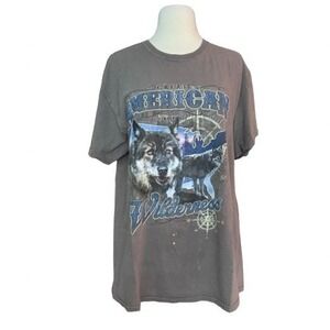 Vintage Timber Wolf T-shirt Distressed Worn-in Large 100% cotton Grey